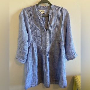 Ralph Lauren, Light-Blue, Linen Babydoll Dress, Size Small